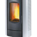Invicta Arenga pellet stove on a white stand