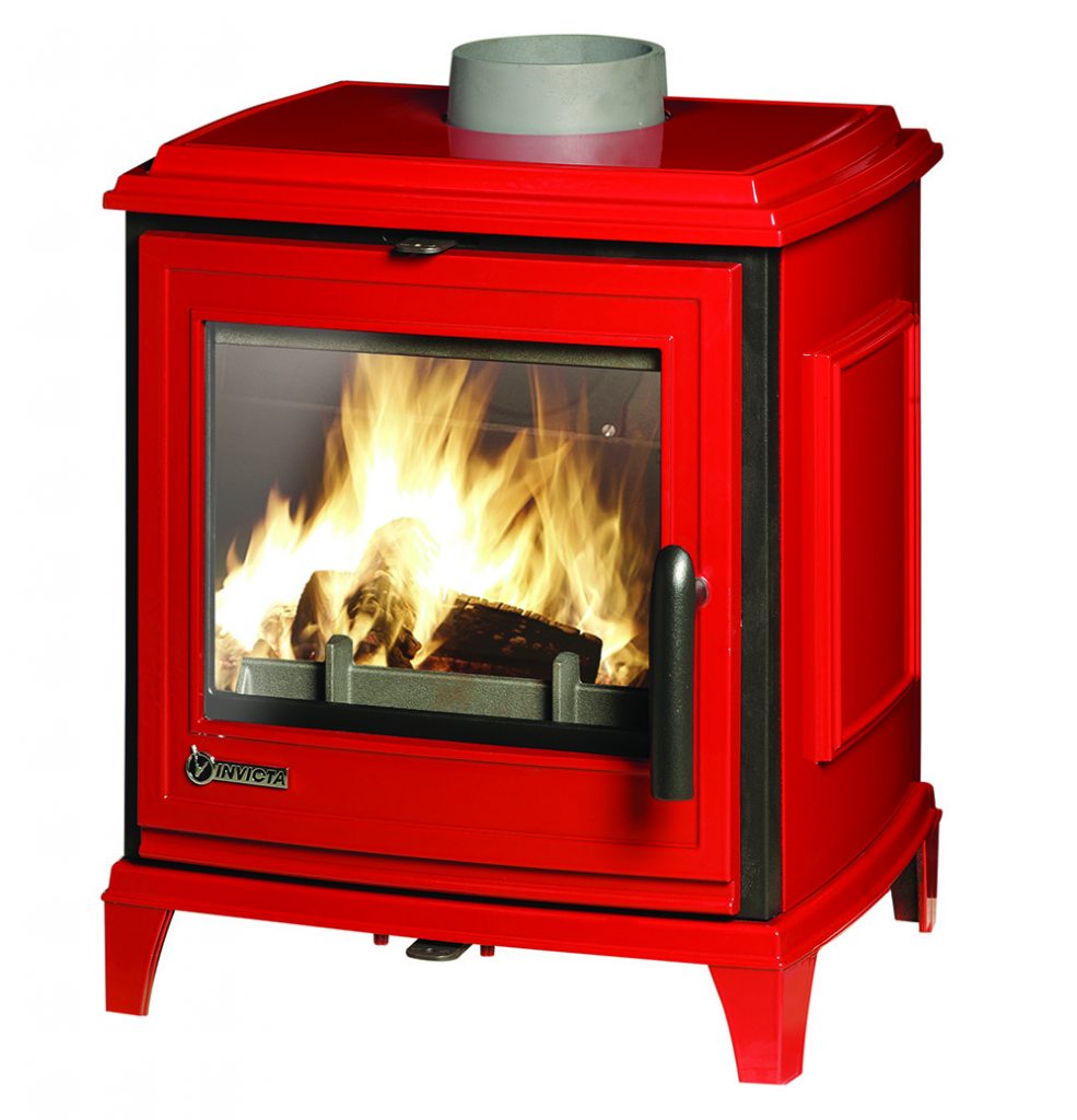 Poêle à bois fonte Invicta Sedan S émaillé rouge - 5 kW