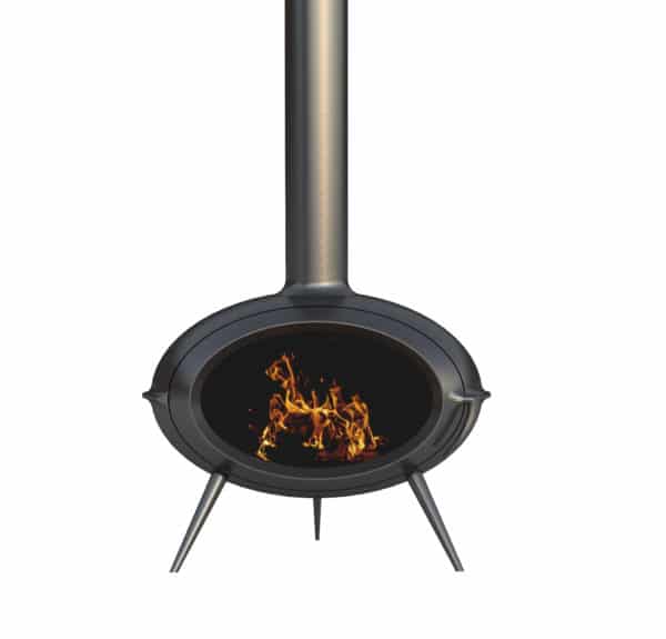 Poêle à bois en fonte Invicta Fifty sur pied Noir 10kW 120m²